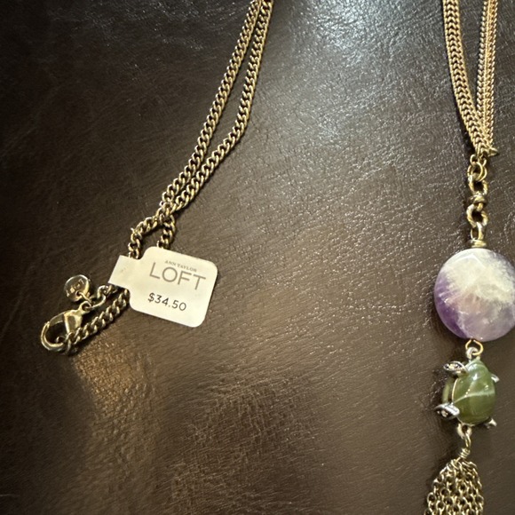 Loft Agate Amethyst‎ Long Necklace NWT - Picture 5 of 7